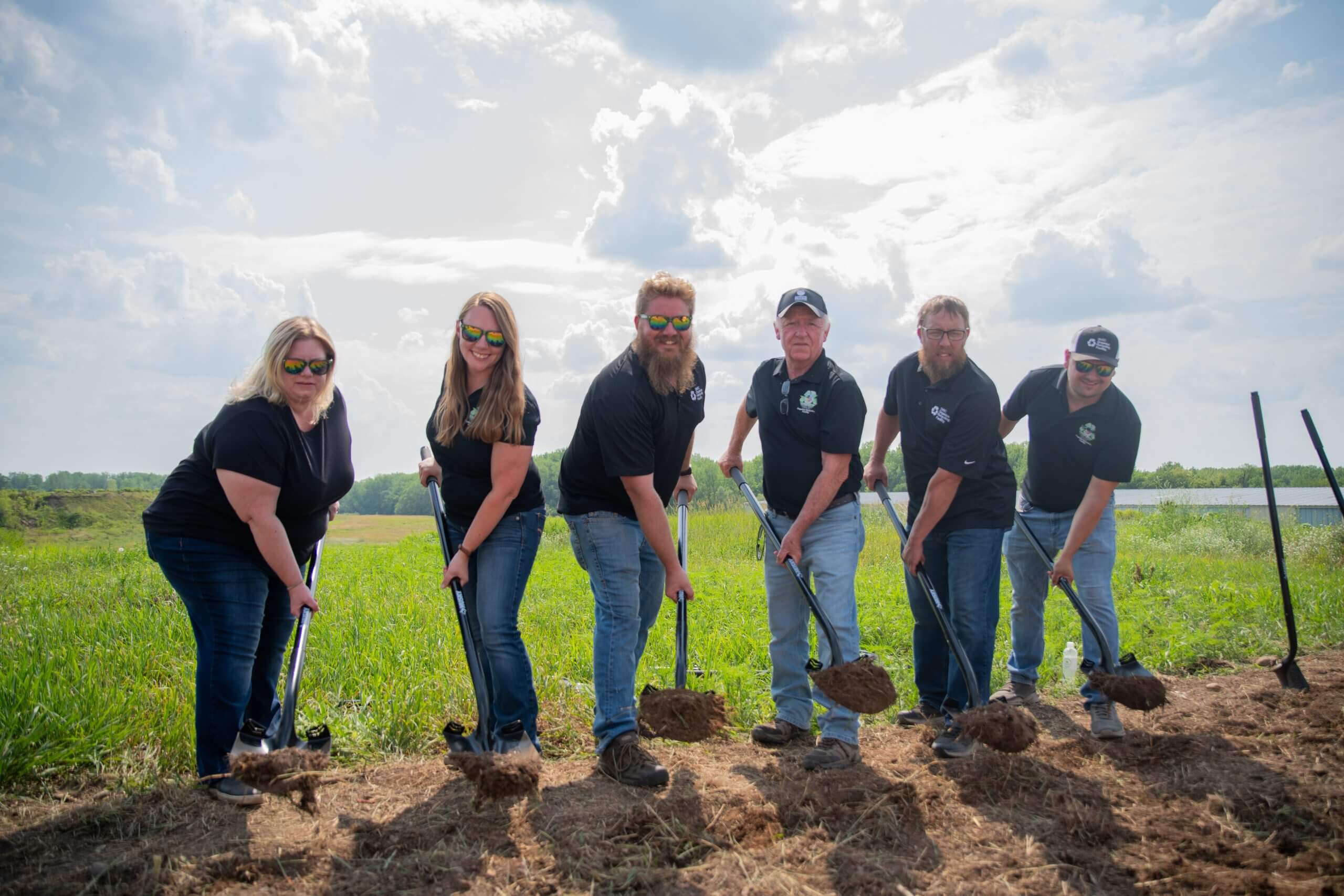 Staff at the SMSC Organic Recycling Facility breaking ground at the new Dakota Prairie Recycling Facility